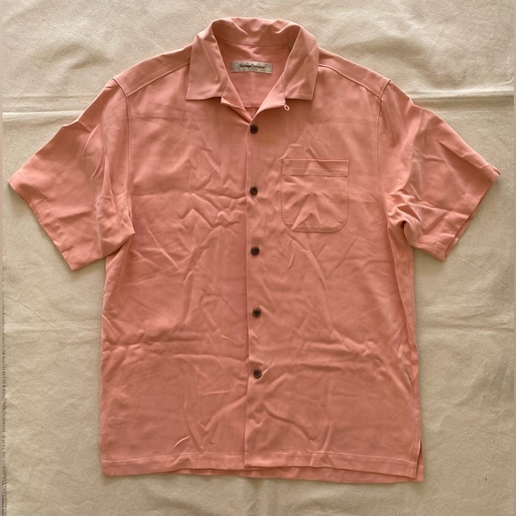 Tommy Bahama Other - Tommy Bahama Peach Button Down Shirt 100% Silk Beach Casual Bowler Shirt Small